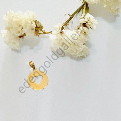 پلاک گردنبند طرح دایره و قلب