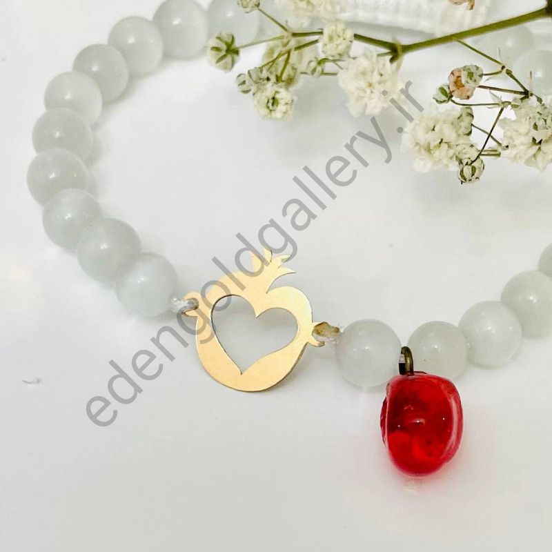 دستبند طلا طرح انار و قلب