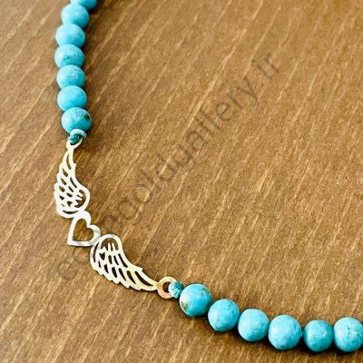 گردنبند مهره ای مدل بال و قلب