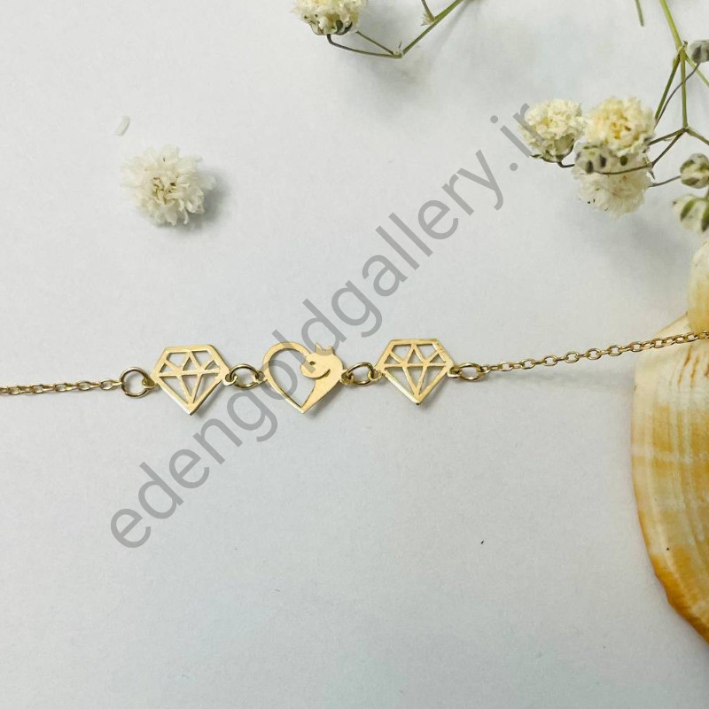 دستبند طلا طرح الماس کد 513