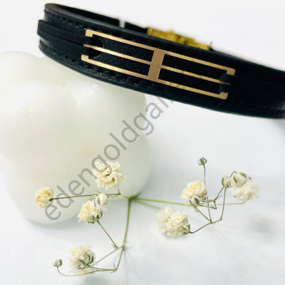 دستبند طلا مردانه چرم