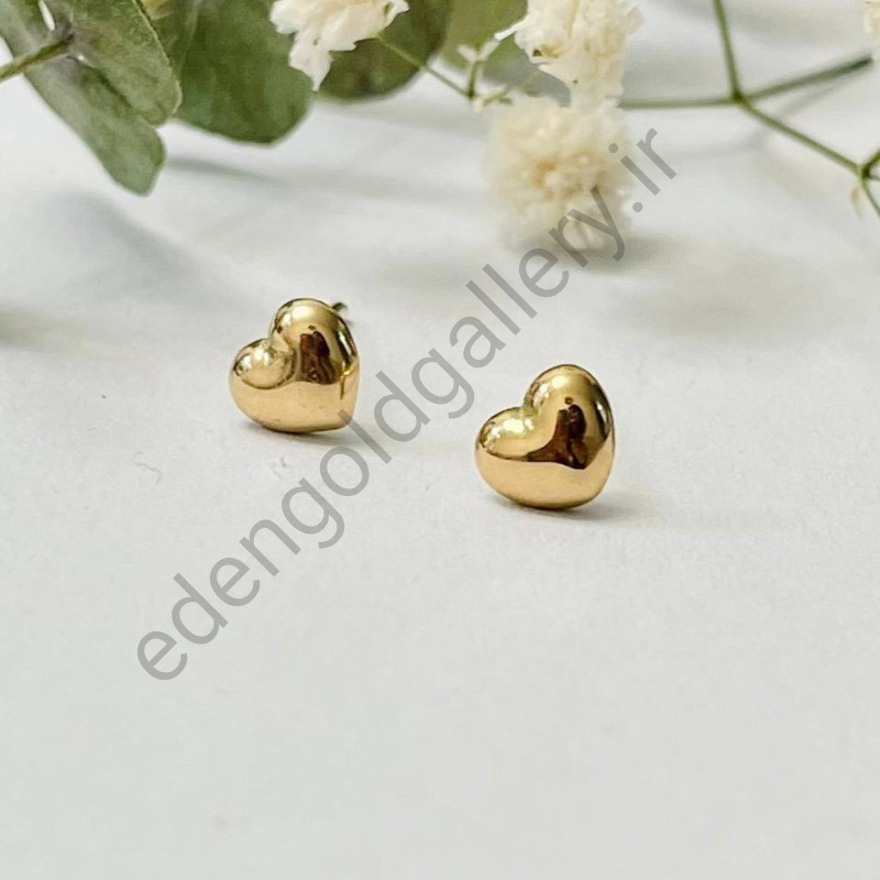 گوشواره میخی قلبی طلا کد 688