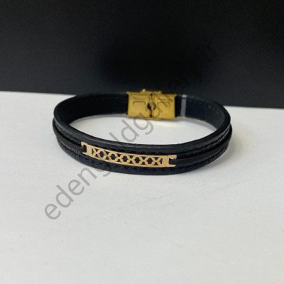 دستبند طلا مردانه چرم