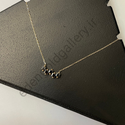 گردنبند طلا متصل نگین مشکی