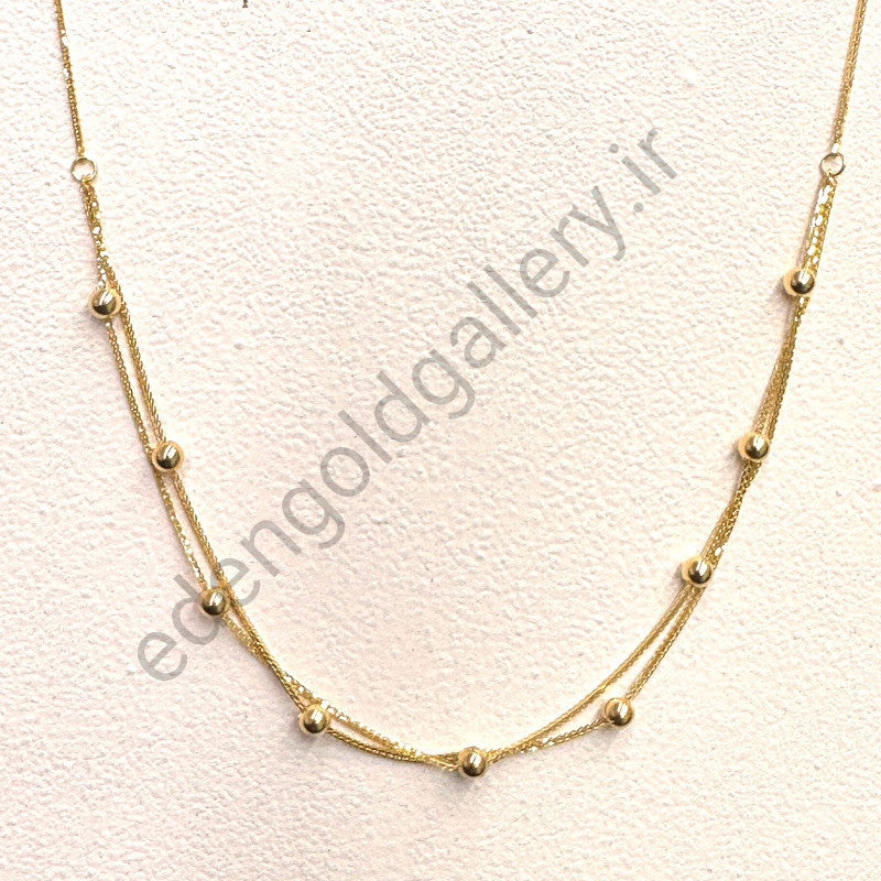 گردنبند طلا گوی دار دولاین کد 958