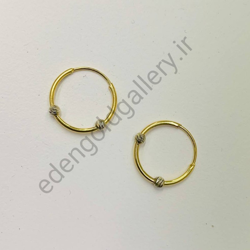گوشواره طلا متوسط دایره با گوی